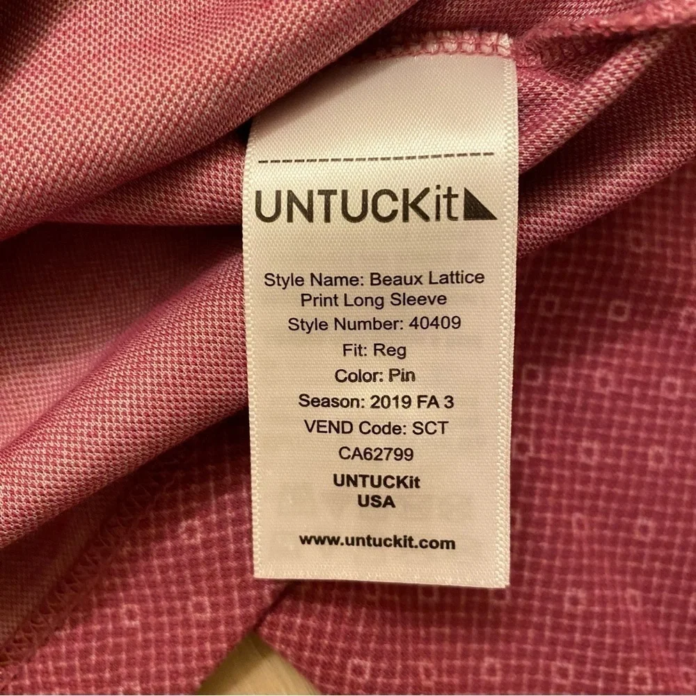 UNTUCKit Shirt Large Polo Mauve Pima Cotton Beaux Lattice